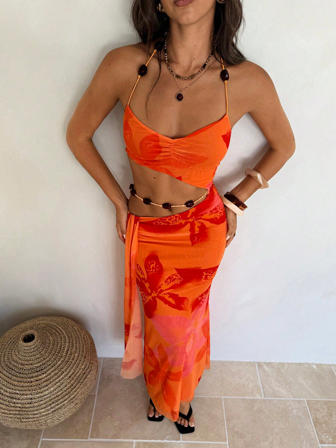 Rochie maxi SHEIN, portocaliu