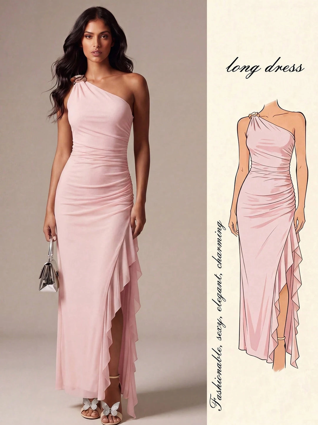 Rochie maxi SHEIN, roz