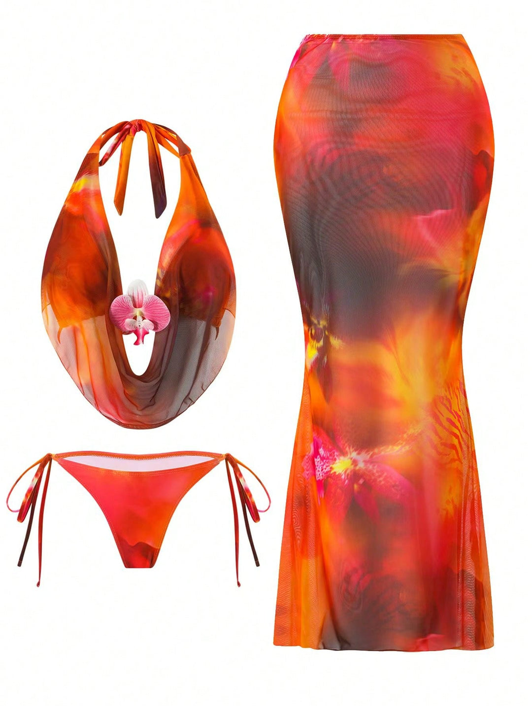 Set bikini SHEIN, portocaliu