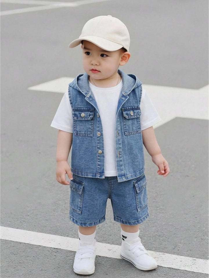 Set vestă și pantaloni scurți SHEIN, albastru