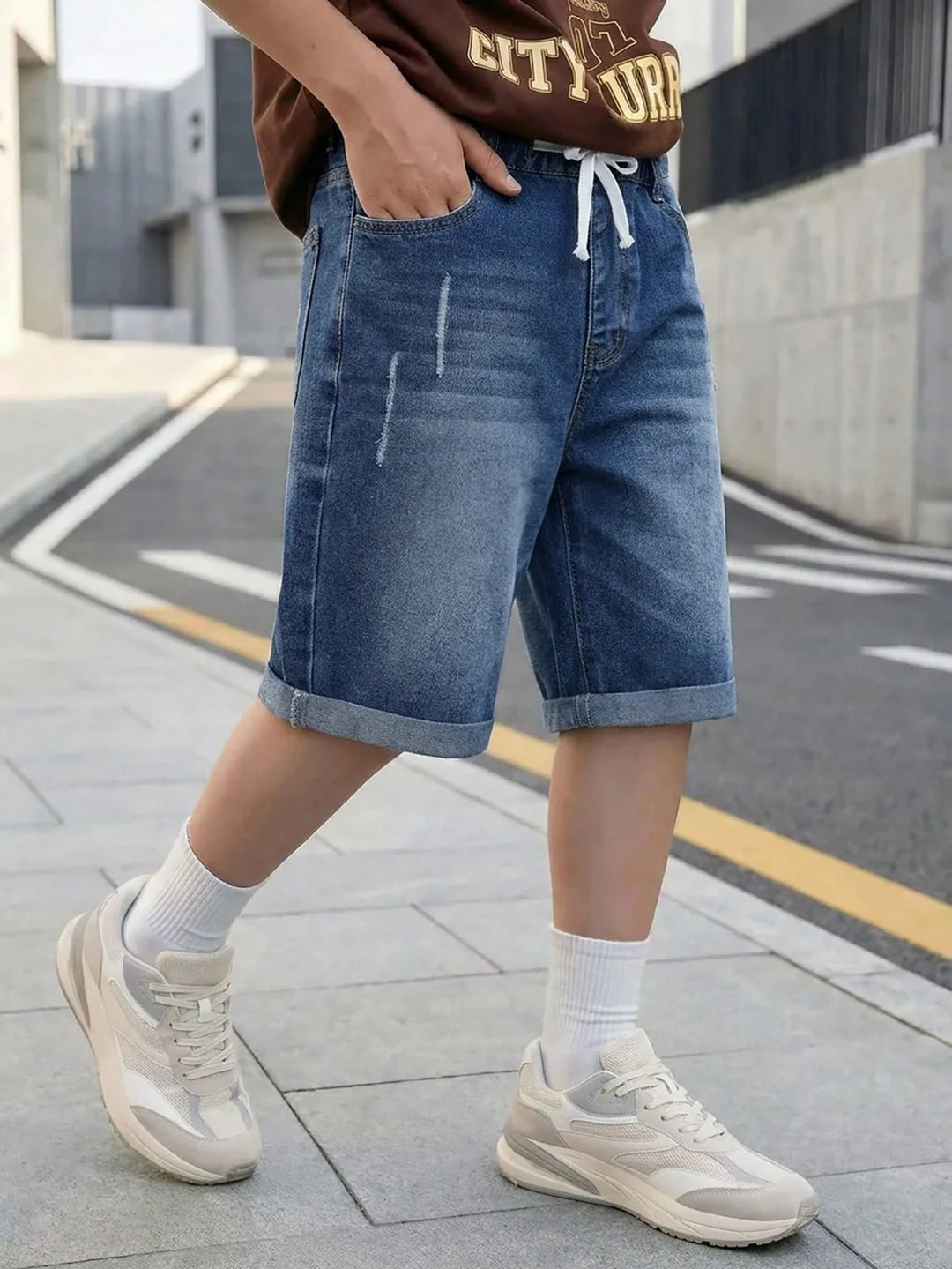 Pantaloni 3/4 SHEIN, albastru
