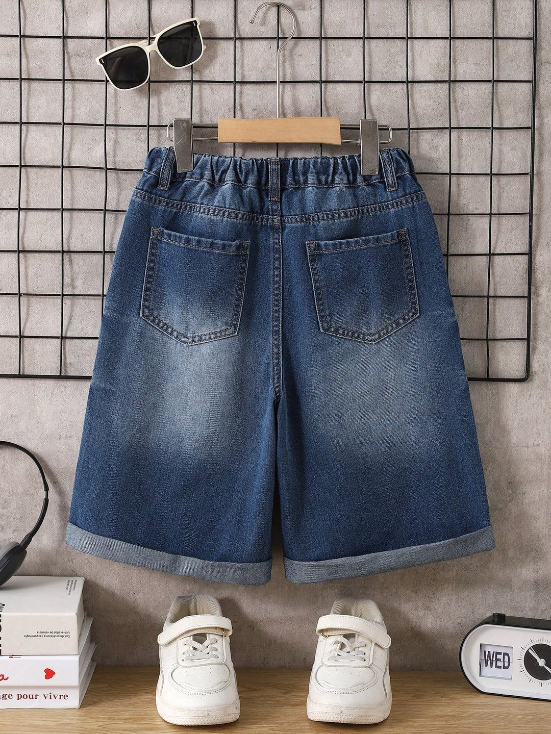 Pantaloni 3/4 SHEIN, albastru