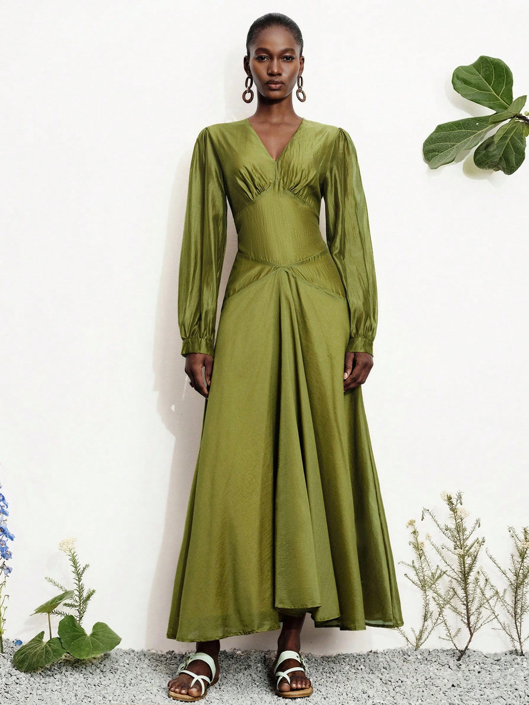 Rochie maxi SHEIN, kaki