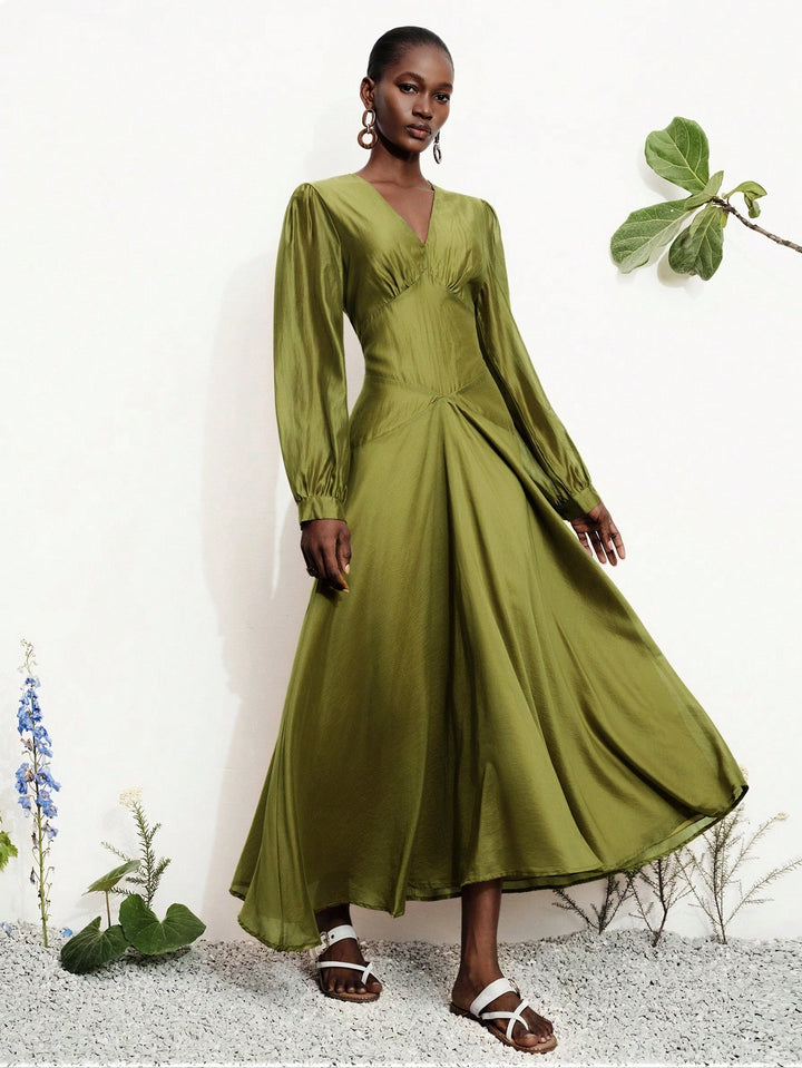 Rochie maxi SHEIN, kaki