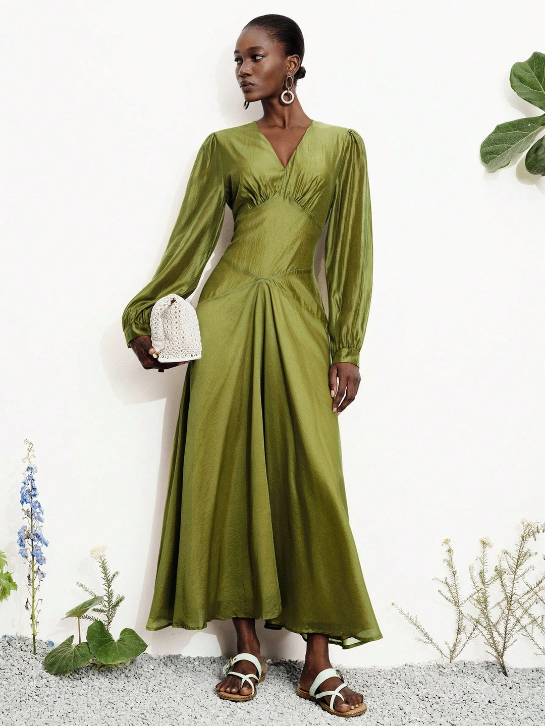 Rochie maxi SHEIN, kaki