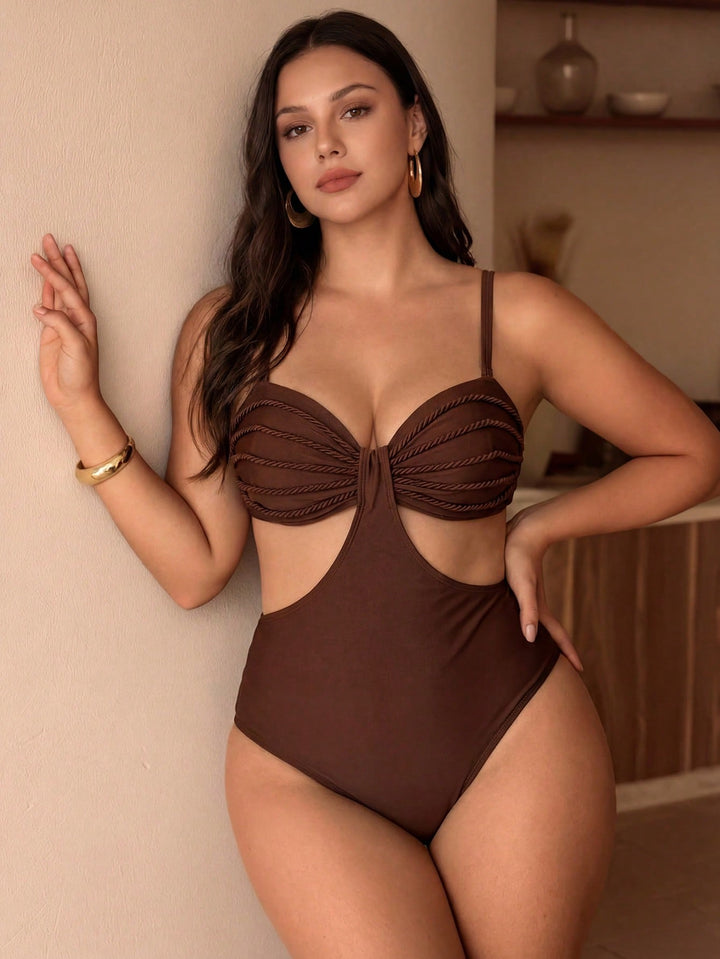 Costum de baie SHEIN, maro