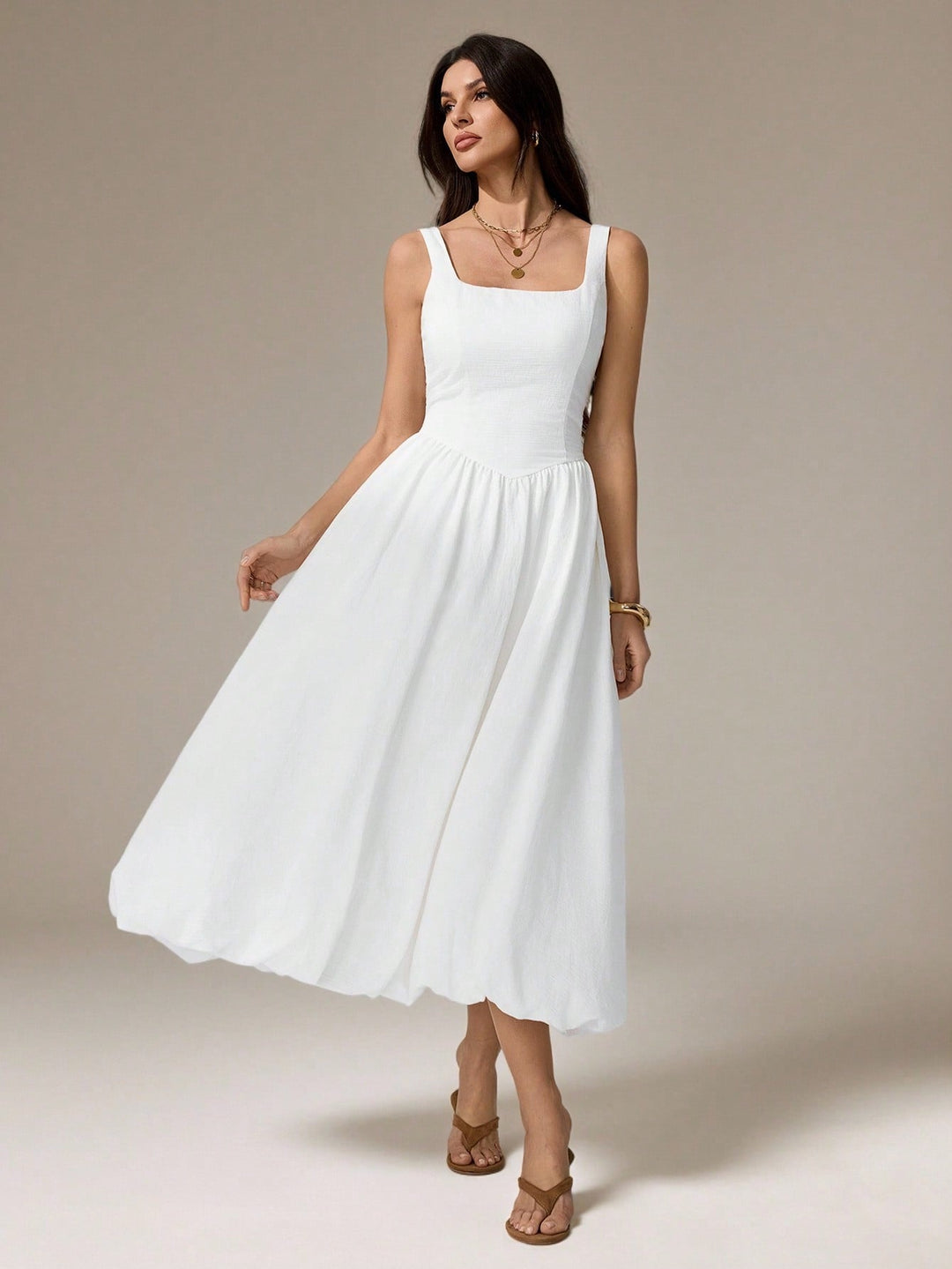 Rochie midi SHEIN, alb