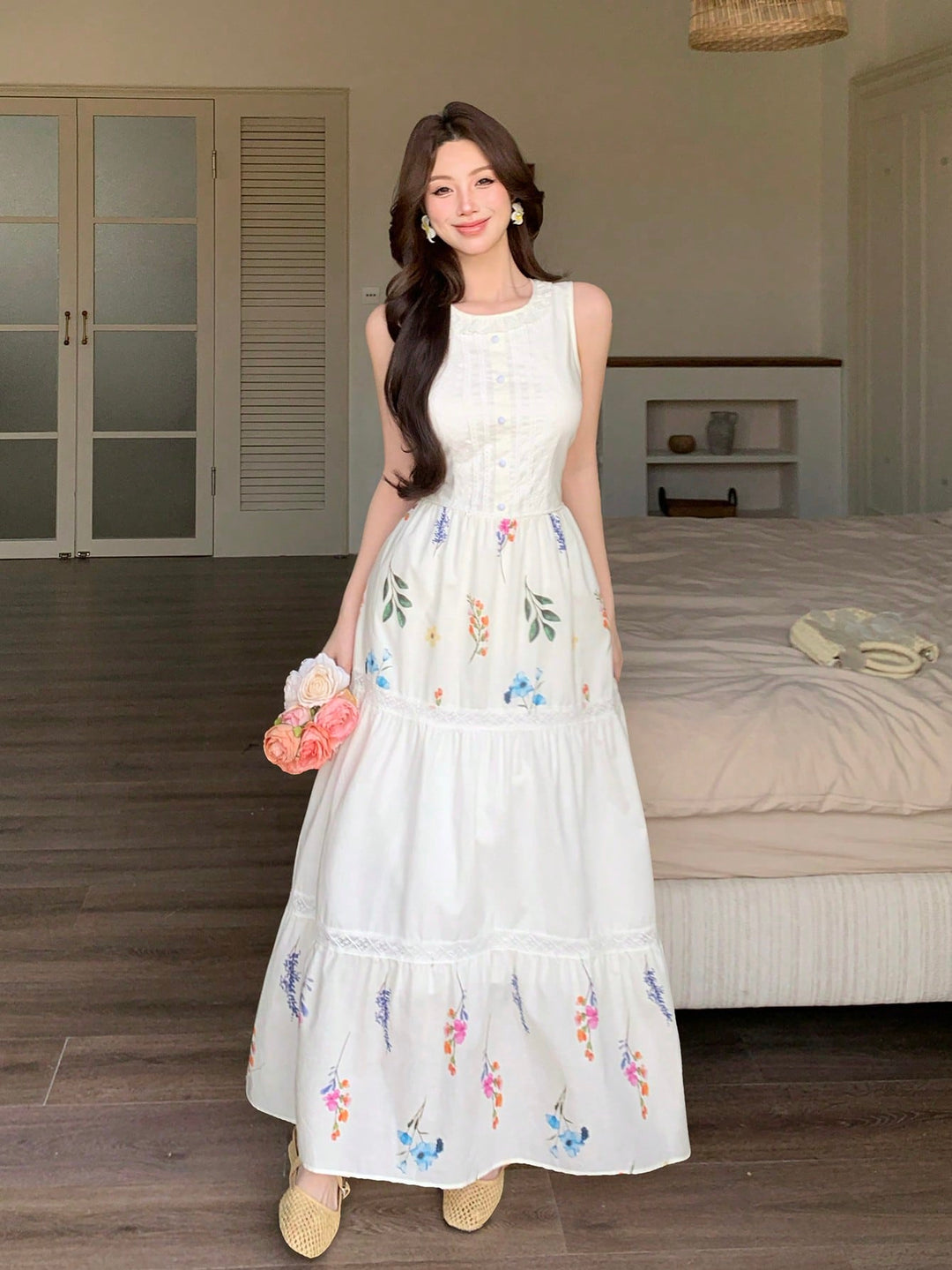 Rochie midi SHEIN, alb