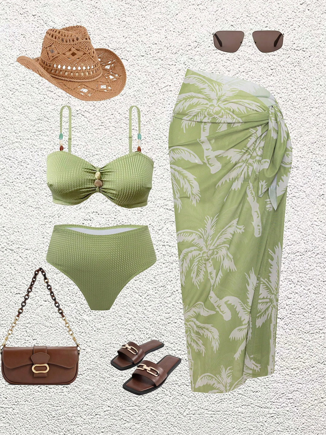Set bikini de baie SHEIN, verde