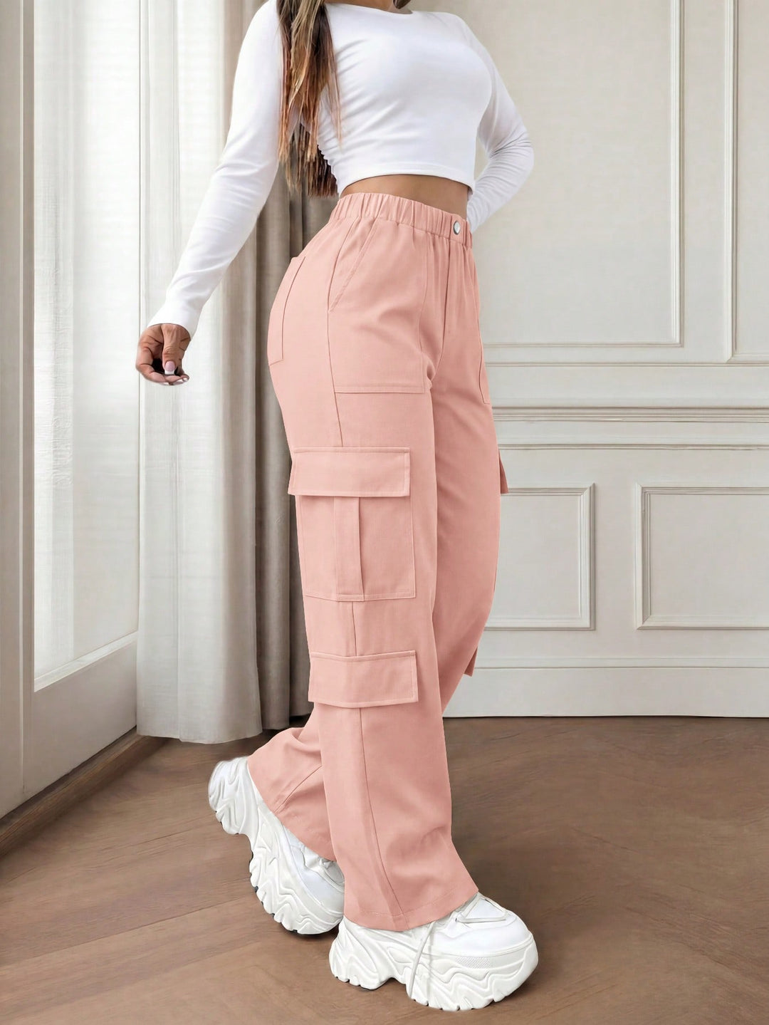 Pantaloni SHEIN, roz