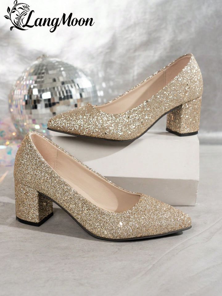 Pantofi cu toc SHEIN, auriu