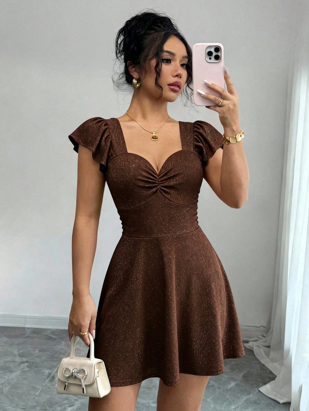 Rochie scurtă SHEIN, maro