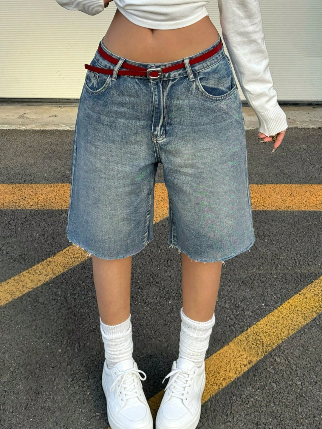 Pantaloni scurți SHEIN, albastru