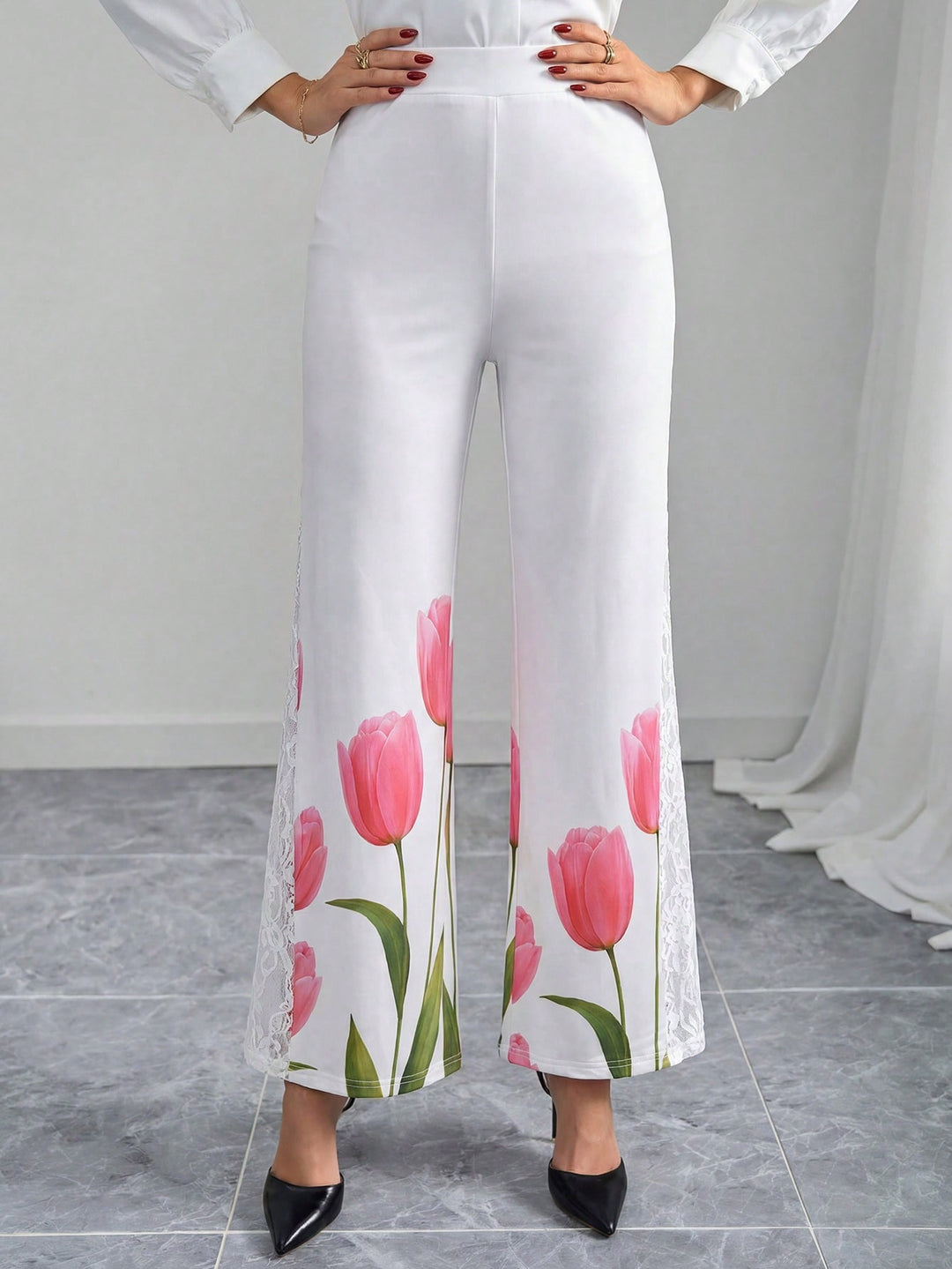 Pantaloni SHEIN, alb