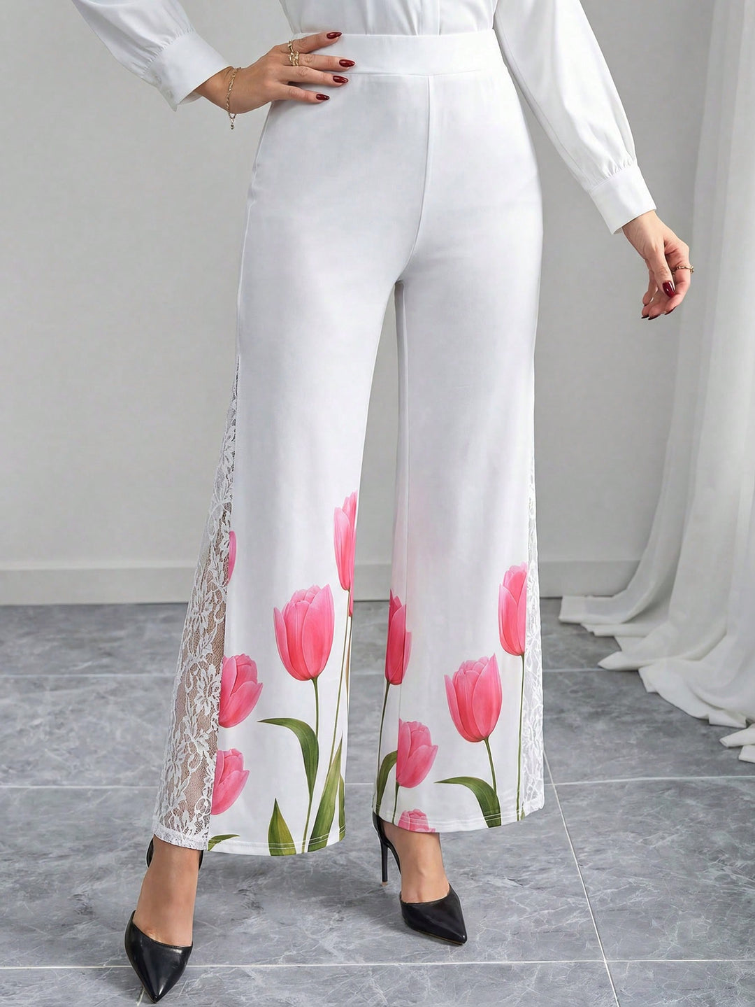 Pantaloni SHEIN, alb