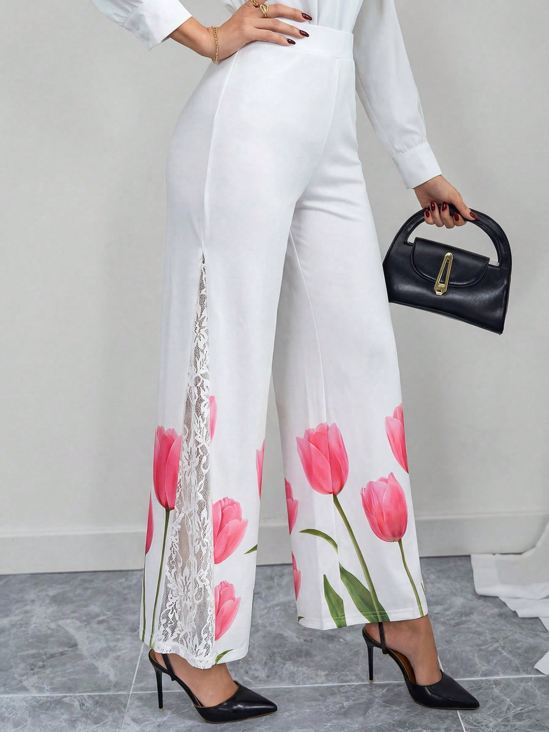 Pantaloni SHEIN, alb