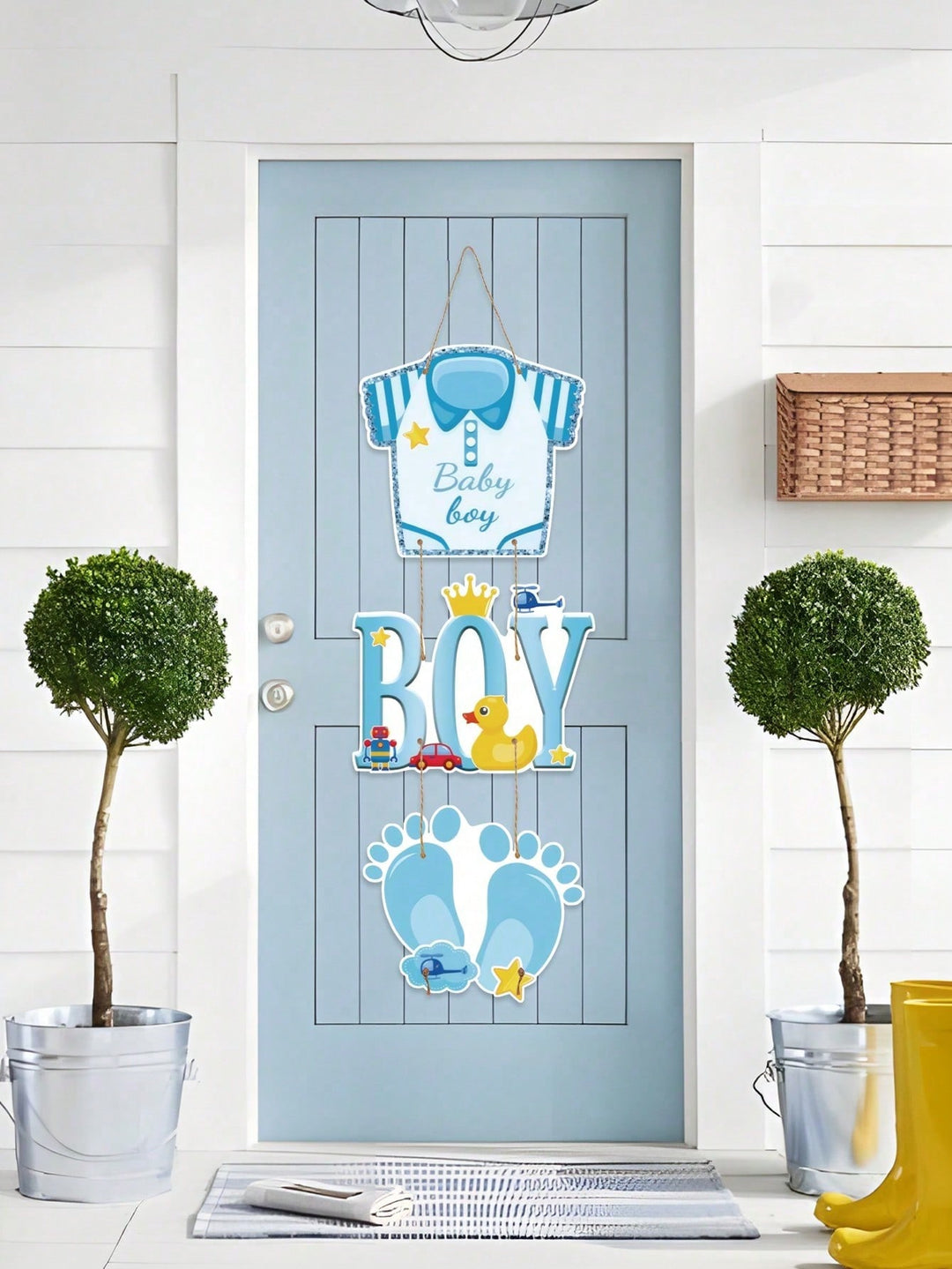 Decoratiune pentru usa din hartie SHEIN, albastru