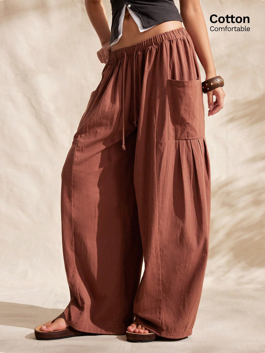 Pantaloni SHEIN, maro