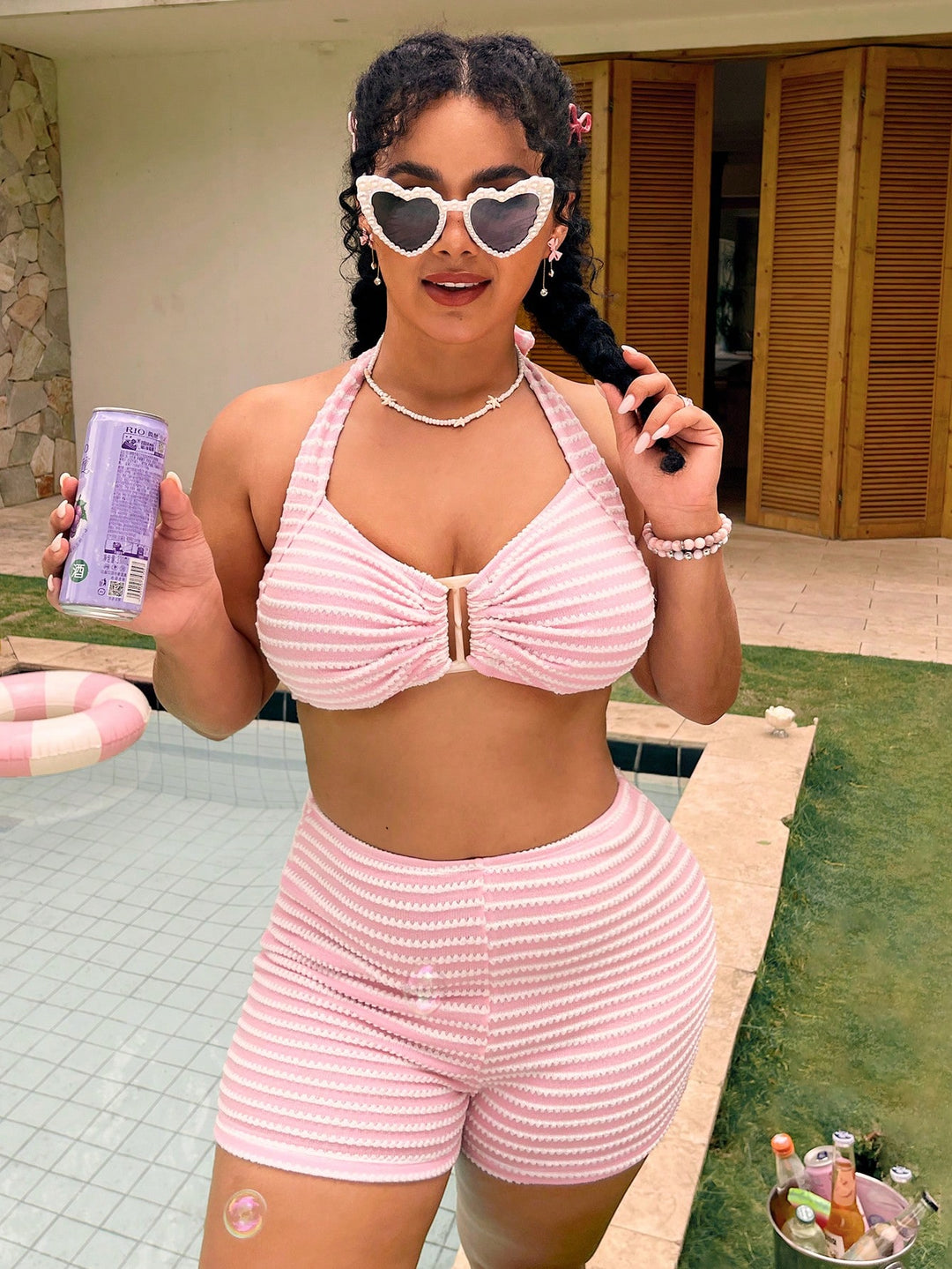 Set bikini de baie SHEIN, roz