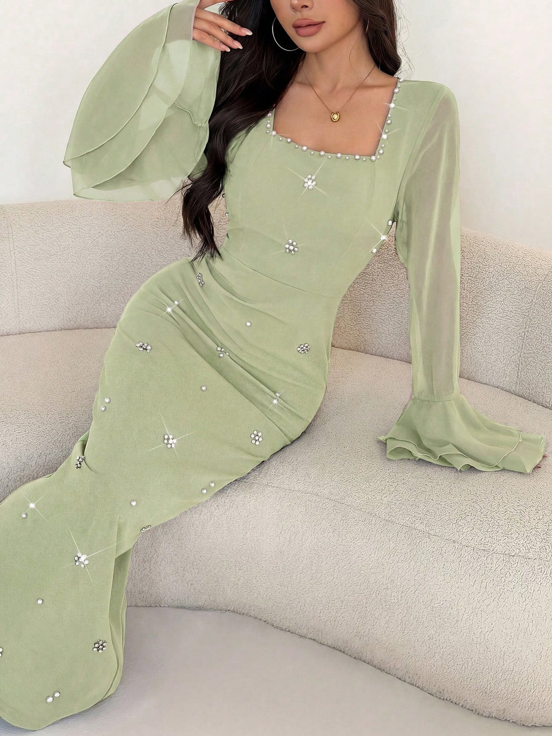 Rochie maxi SHEIN, verde