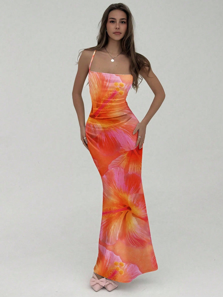 Rochie maxi SHEIN, portocaliu