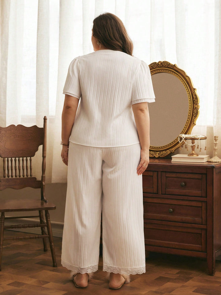 Compleu pijamale SHEIN, alb