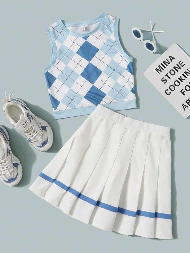 Set rochie cu maiou și fustă plisată SHEIN