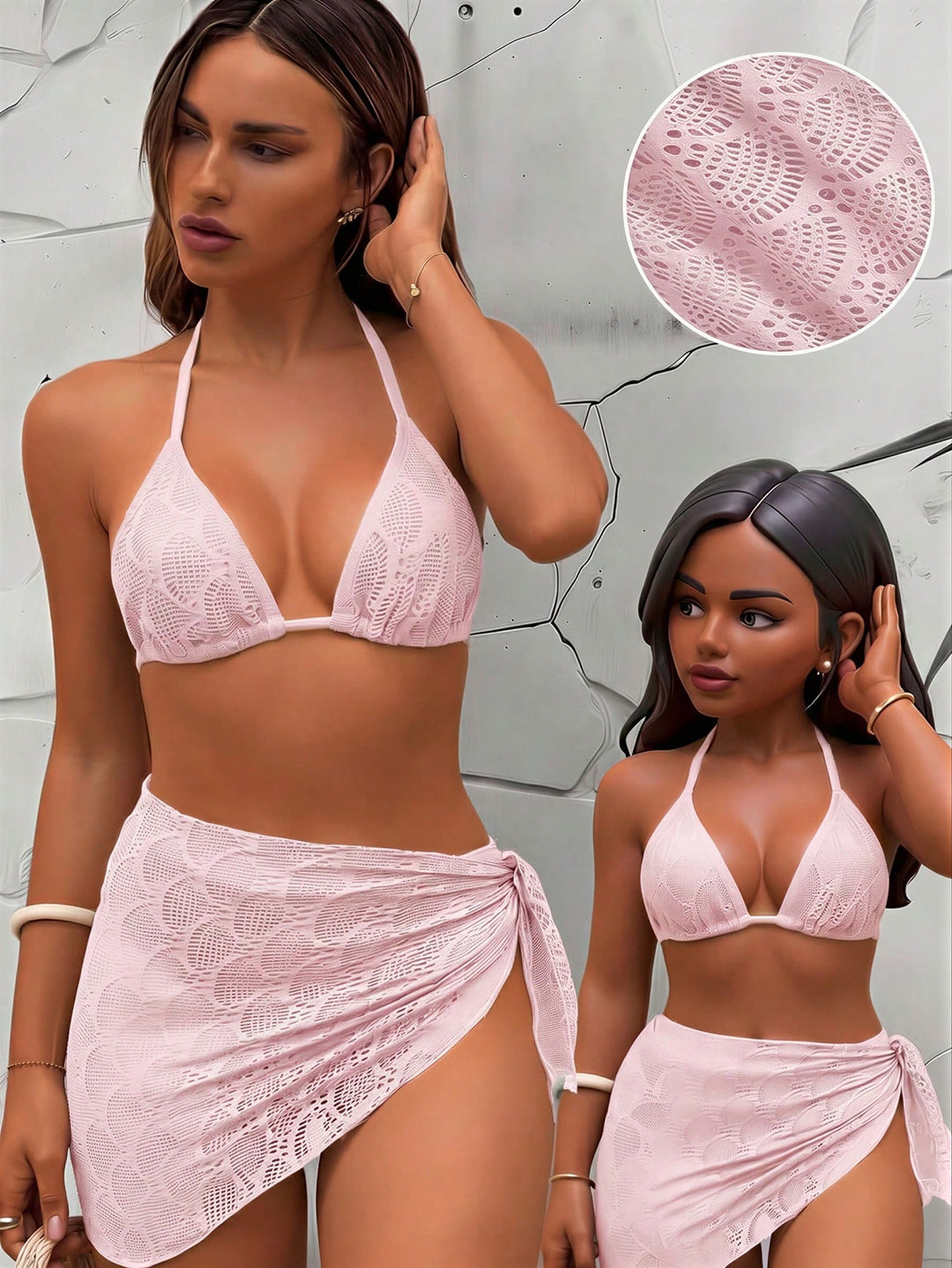Set bikini SHEIN, roz