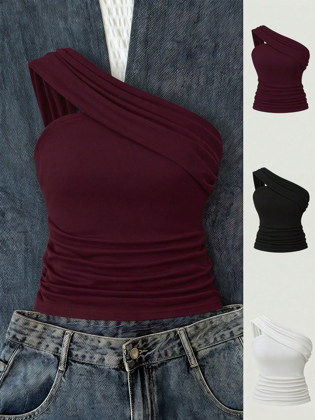 Top tricotat asimetric SHEIN, mix culori