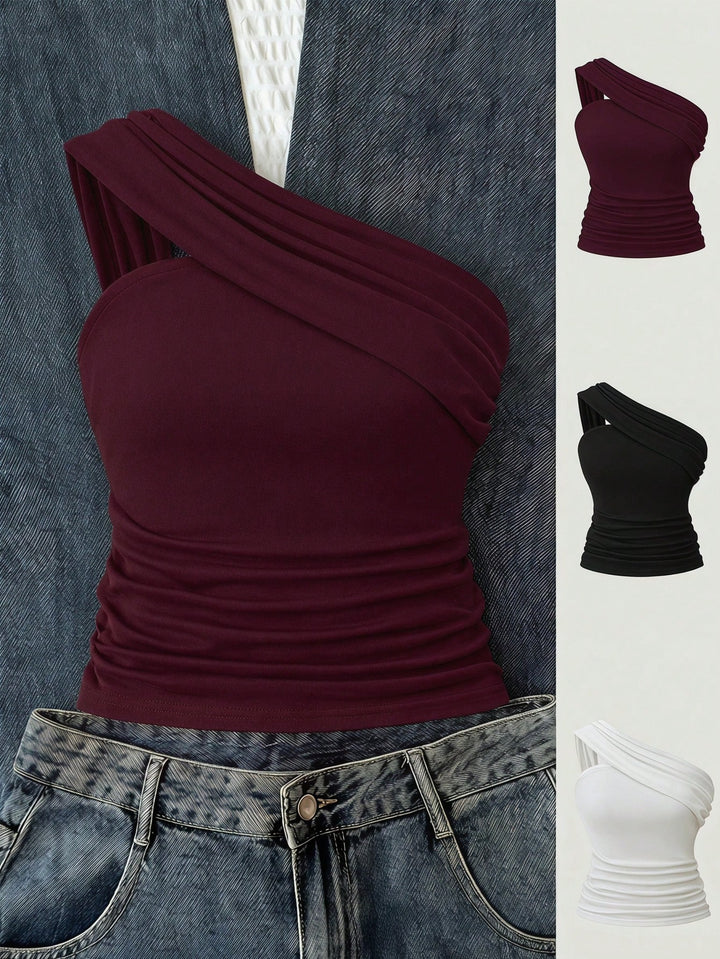 Top tricotat asimetric SHEIN, mix culori
