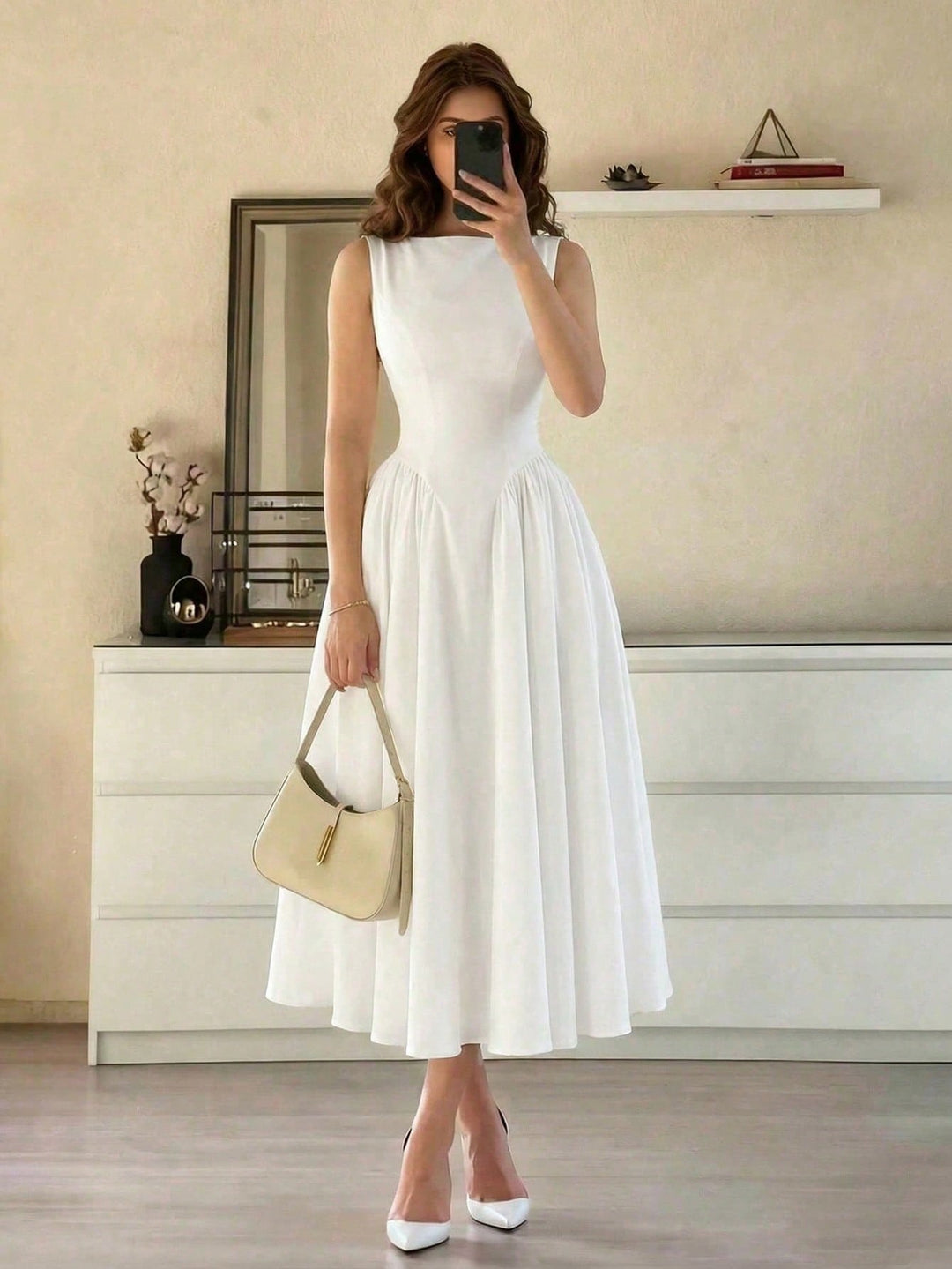 Rochie midi SHEIN, alb
