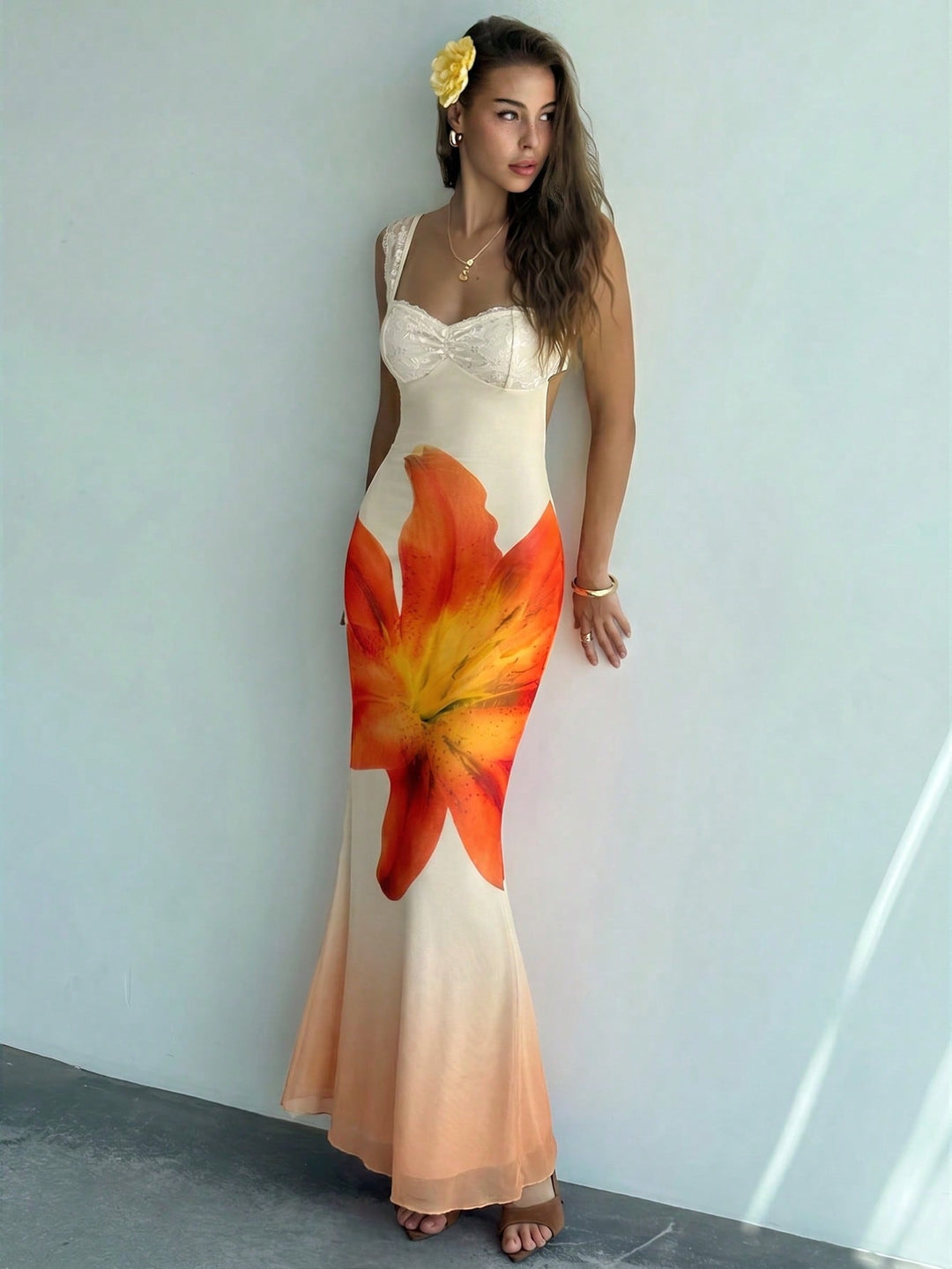 Rochie maxi SHEIN, bej