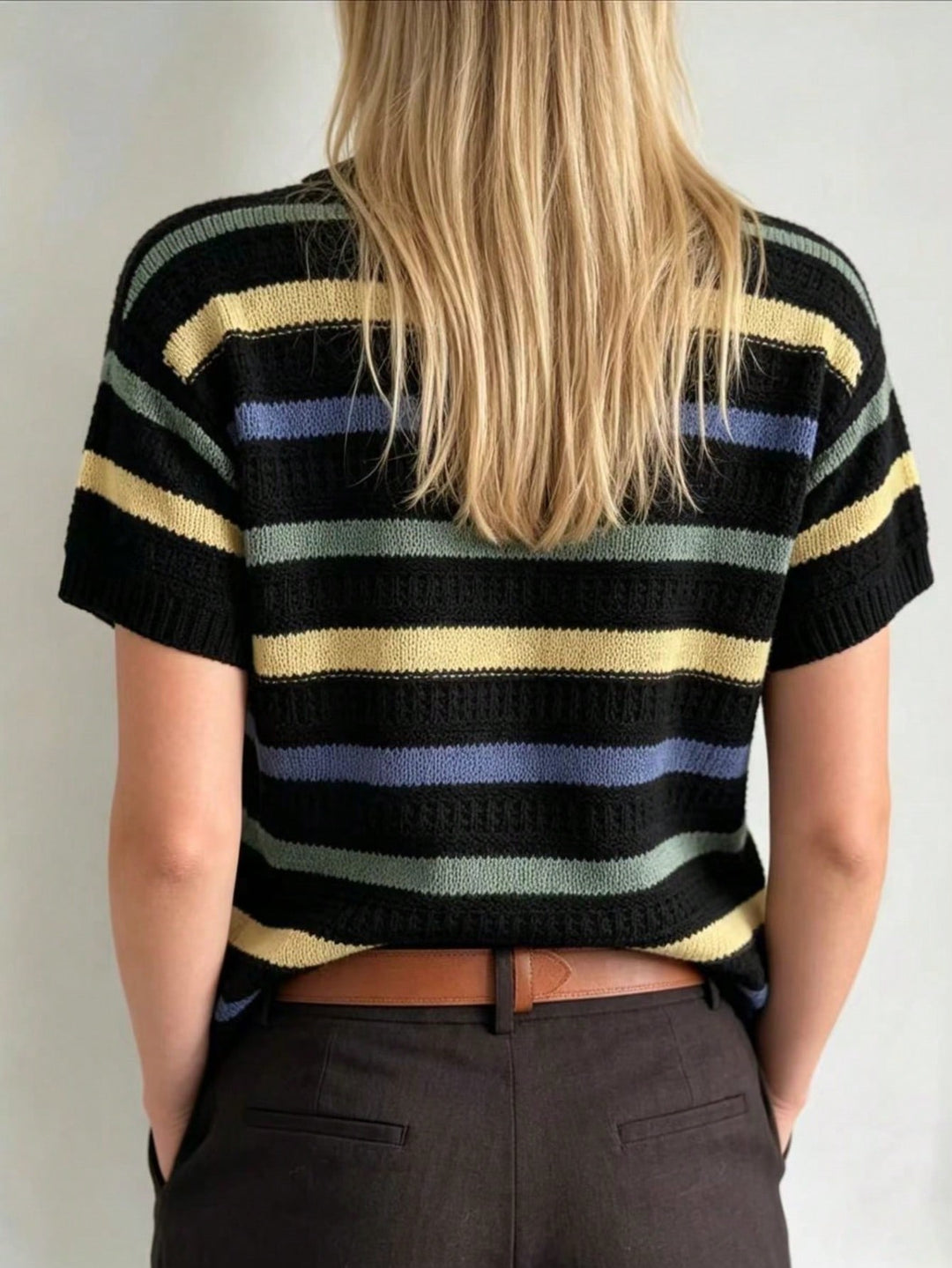 Tricou tricotat SHEIN, negru