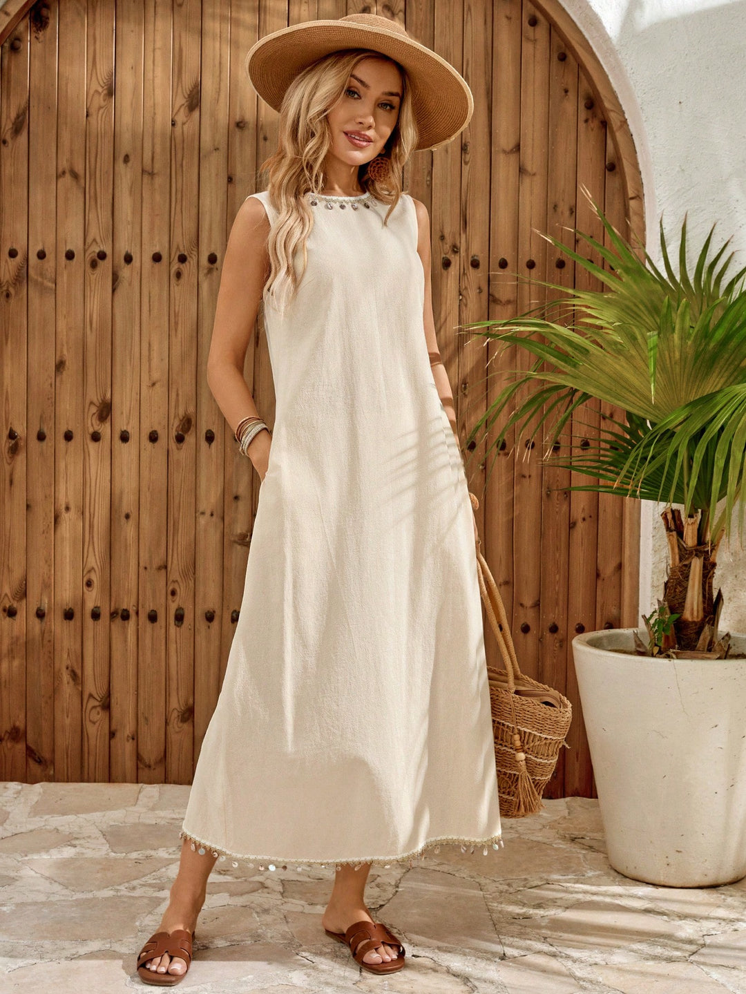 Rochie maxi SHEIN, kaki