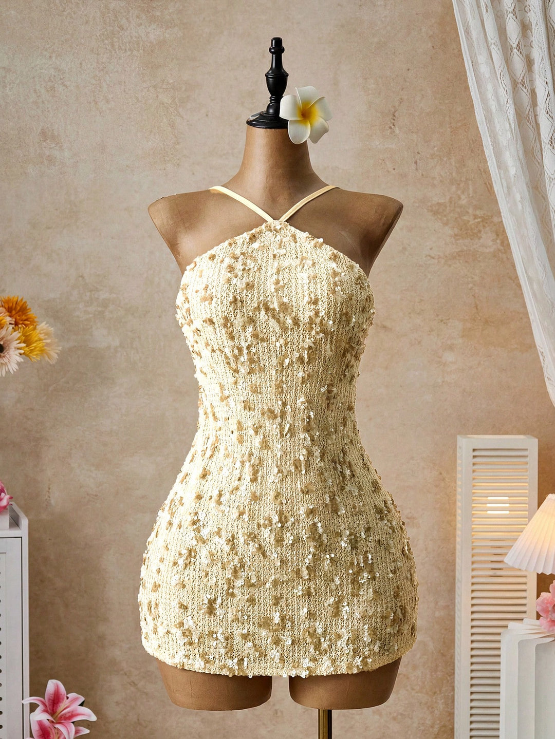 Rochie scurtă SHEIN, bej