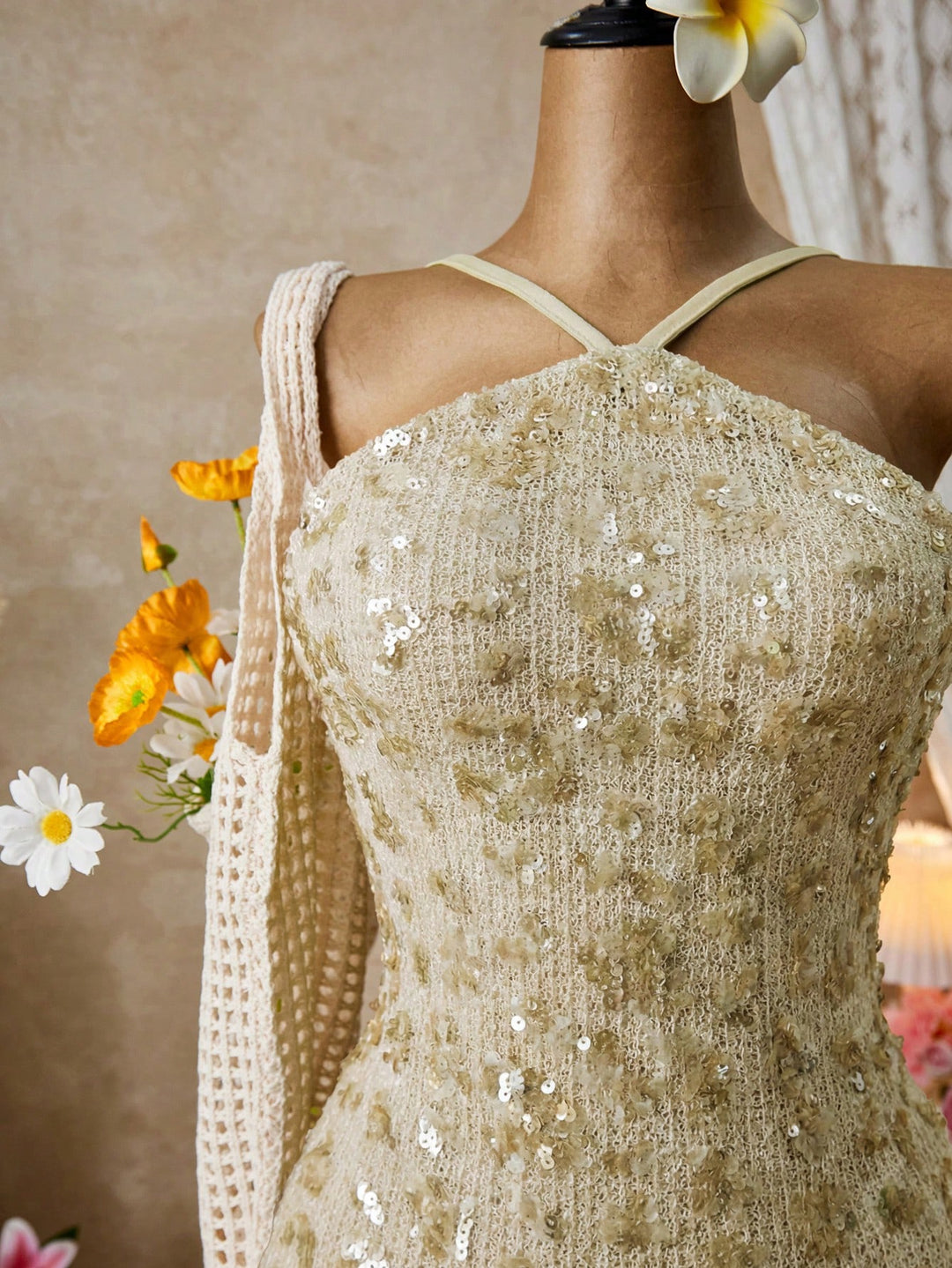 Rochie scurtă SHEIN, bej