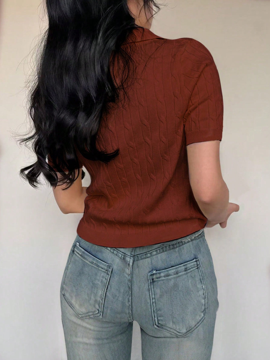 Bluza polo SHEIN, maro