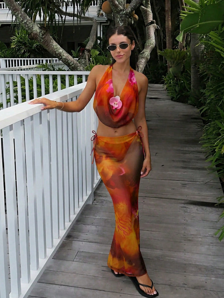 Set bikini SHEIN, portocaliu