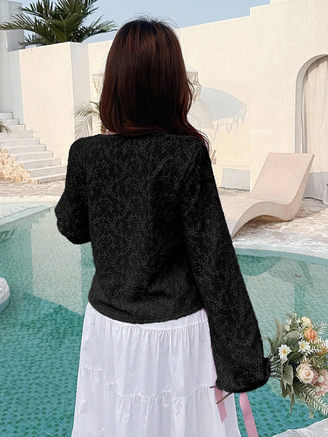 Pulover jacquard SHEIN, negru