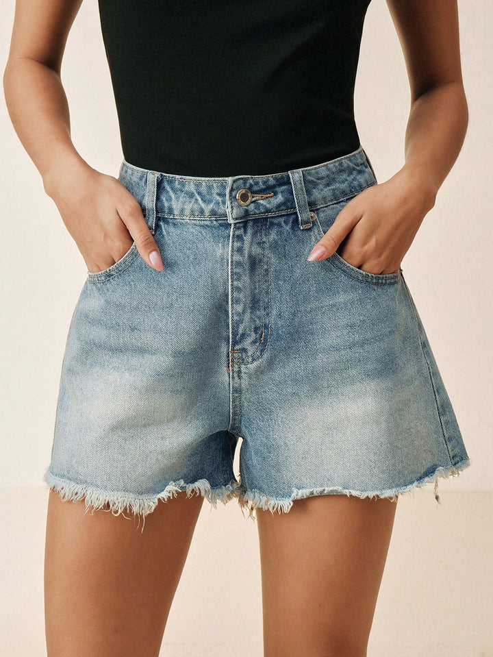 Pantaloni scurți de blugi SHEIN, albastru