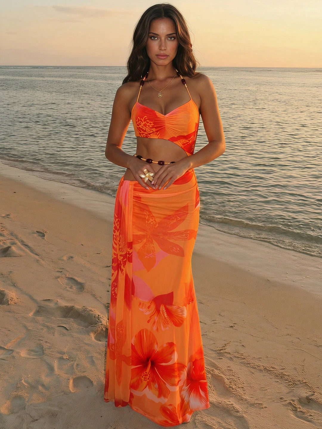 Rochie maxi SHEIN, portocaliu