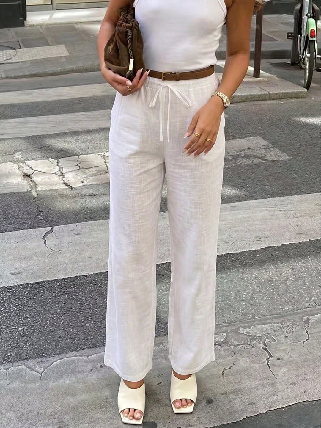 Pantaloni SHEIN, alb