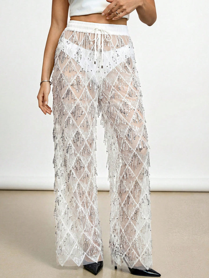 Pantaloni SHEIN, alb