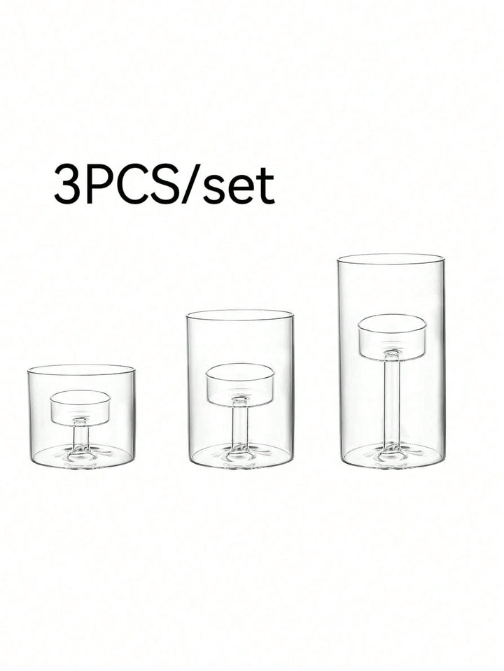 Set suport lumânare SHEIN, transparent