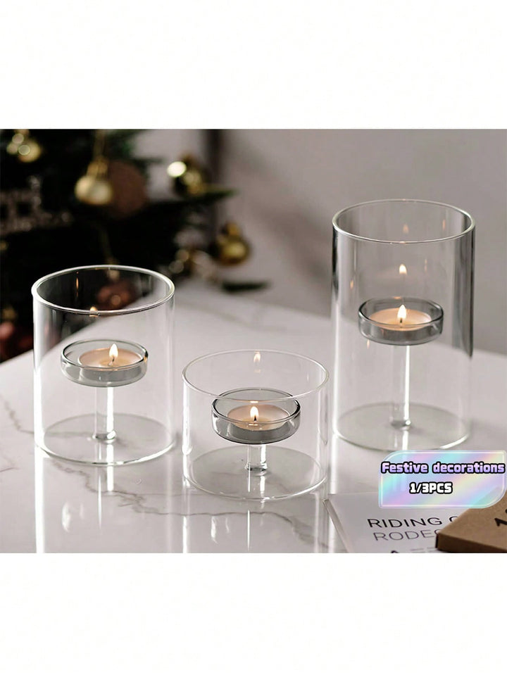 Set suport lumânare SHEIN, transparent