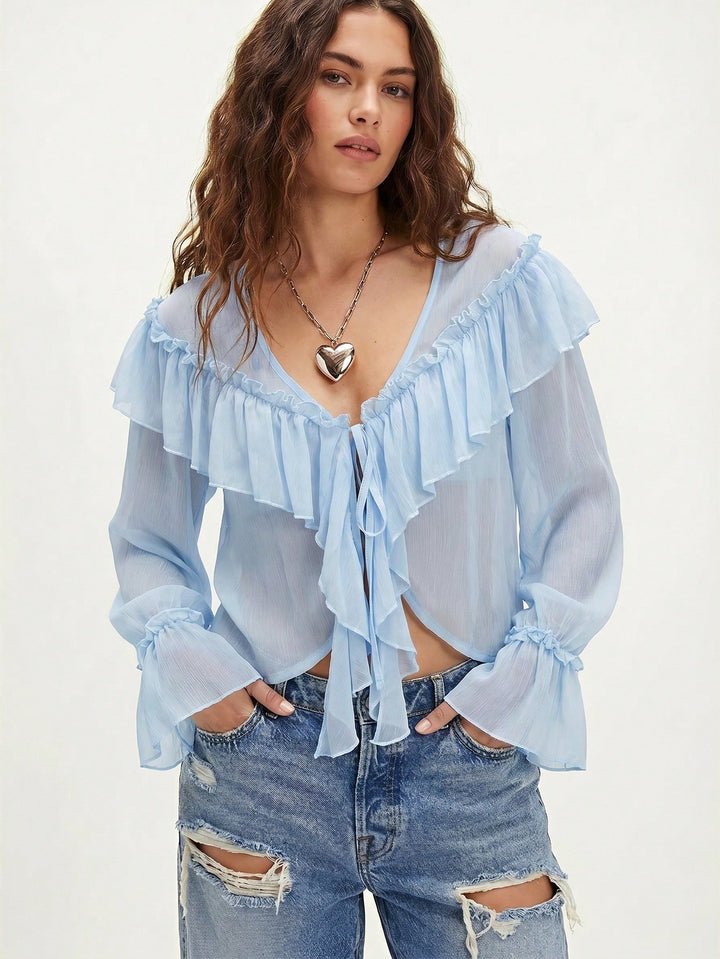 Bluza boho SHEIN, albastru