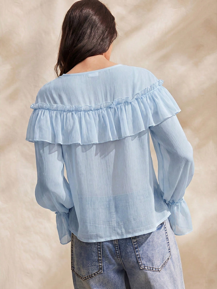Bluza boho SHEIN, albastru