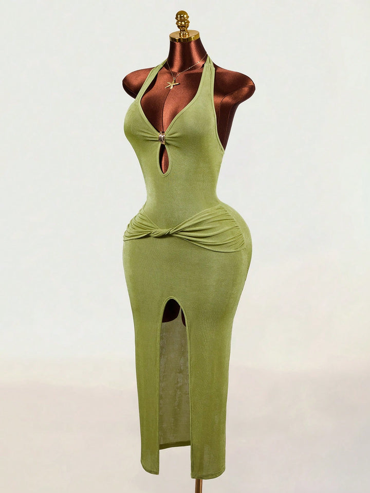 Rochie maxi SHEIN, kaki