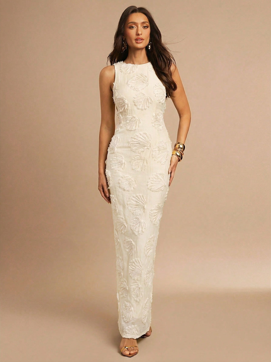 Rochie maxi SHEIN, crem