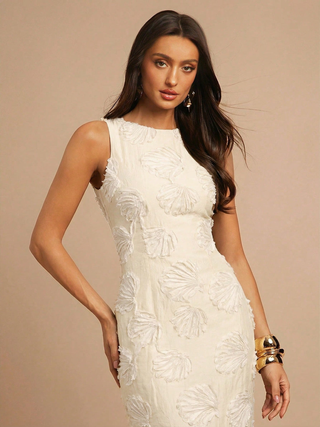 Rochie maxi SHEIN, crem